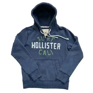 Hollister 00s Distressed Surf California Hoodie Drawstring Beach Men's S Blue